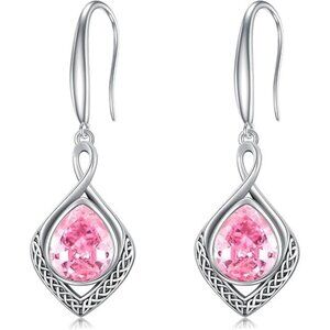 02-October BIrthstone Celtic Knot Filigree 925 Silver Infinity Earrings